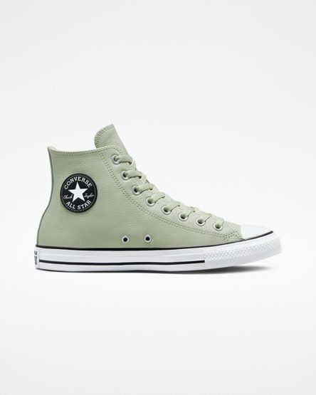 Men's Converse Chuck Taylor All Star Leather High Top Shoes Olive | AU C54E9Z